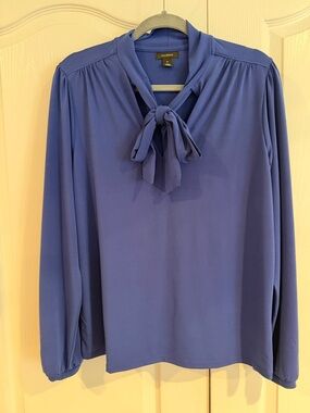Halogen Royal Blue Bow-Tie Long Sleeve Blouse